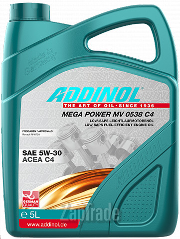 Купить моторное масло Addinol Mega Power MV 0538 C4 Синтетическое | Артикул 4014766241245