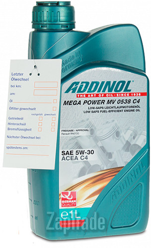 Купить моторное масло Addinol Mega Power MV 0538 C4 Синтетическое | Артикул 4014766073259