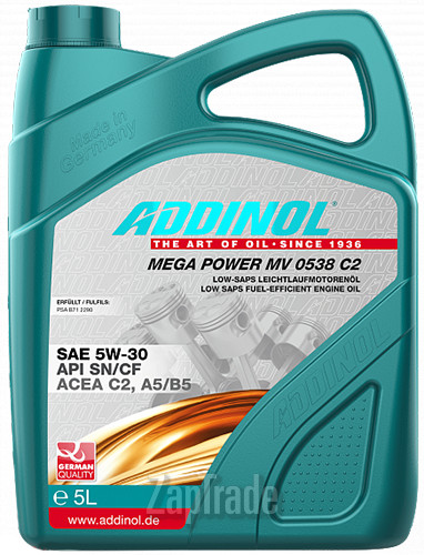 Купить моторное масло Addinol Mega Power MV 0538 C2 Синтетическое | Артикул 4014766241252