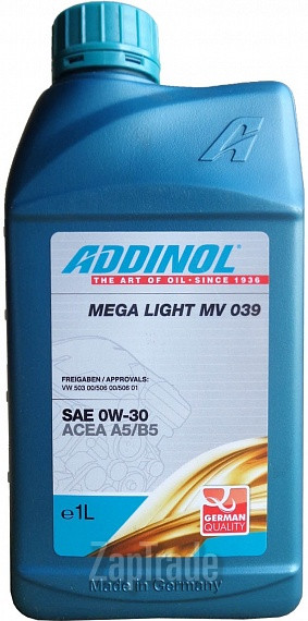 Купить моторное масло Addinol Mega Light MV 039 Синтетическое | Артикул 4014766071729